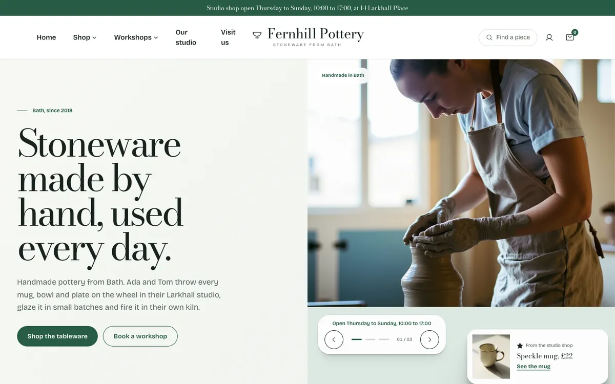 The opening of Fernhill Pottery, a sample site Briks built for an example pottery studio