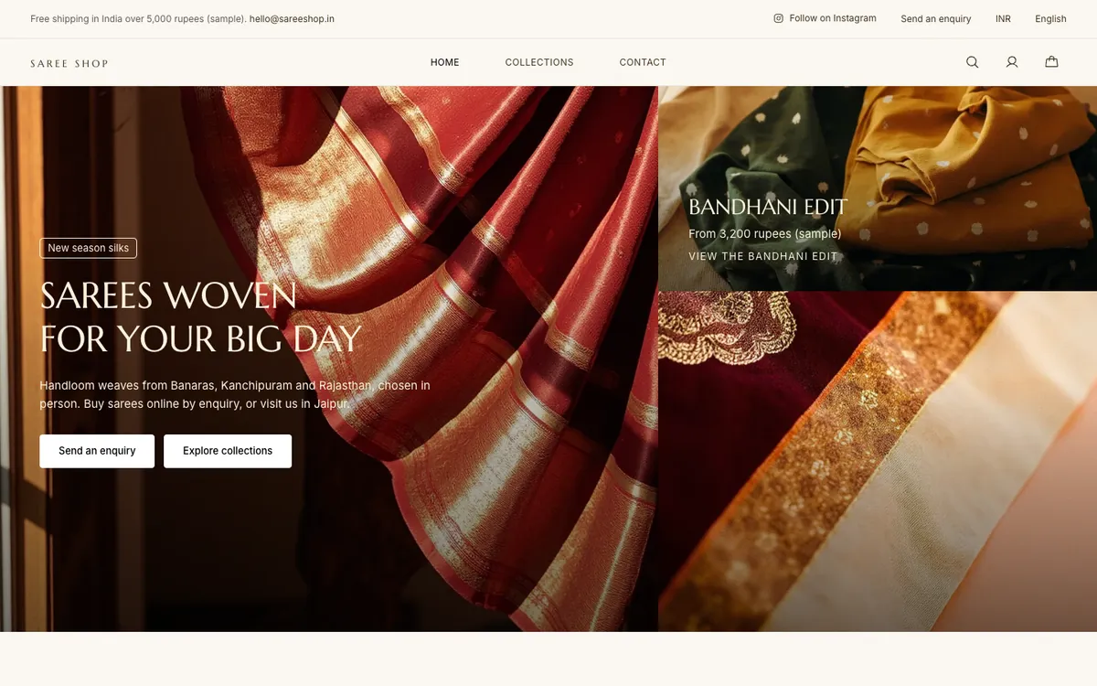The opening of Saree Shop, a sample site Briks built for an example saree store
